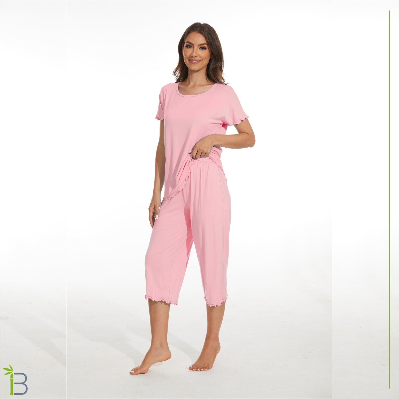 bamboo viscose pajama set, baby pink