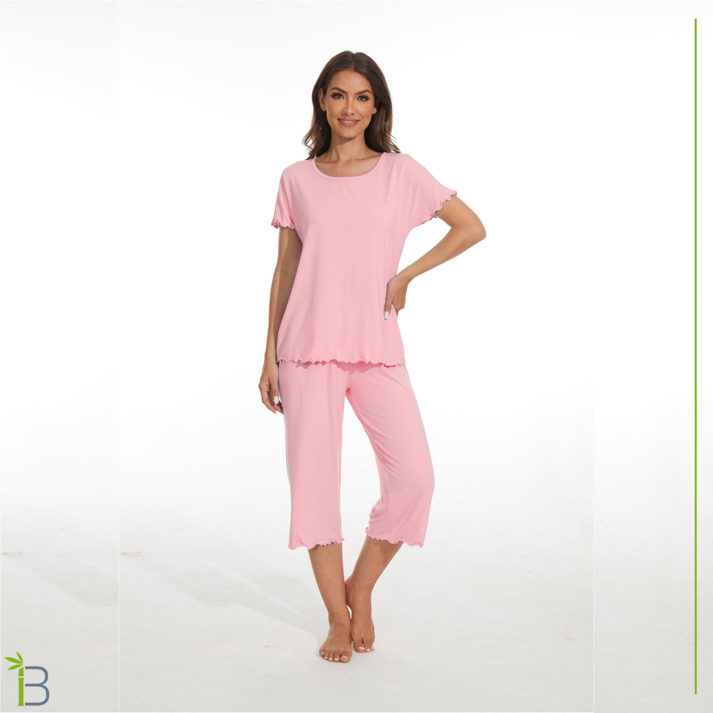 bamboo viscose pajama set, baby pink