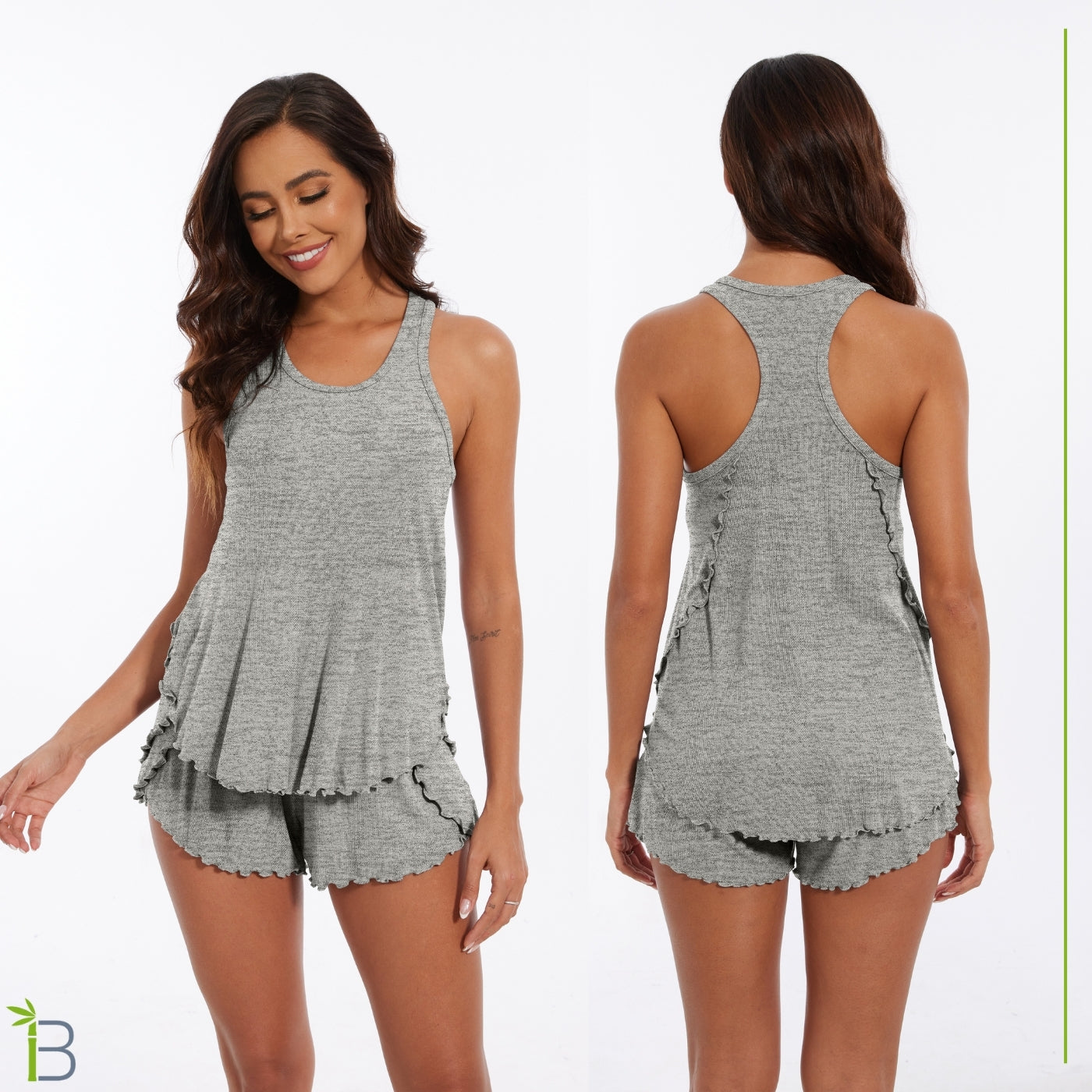 top tank bamboo viscose pajamas, light heather gray