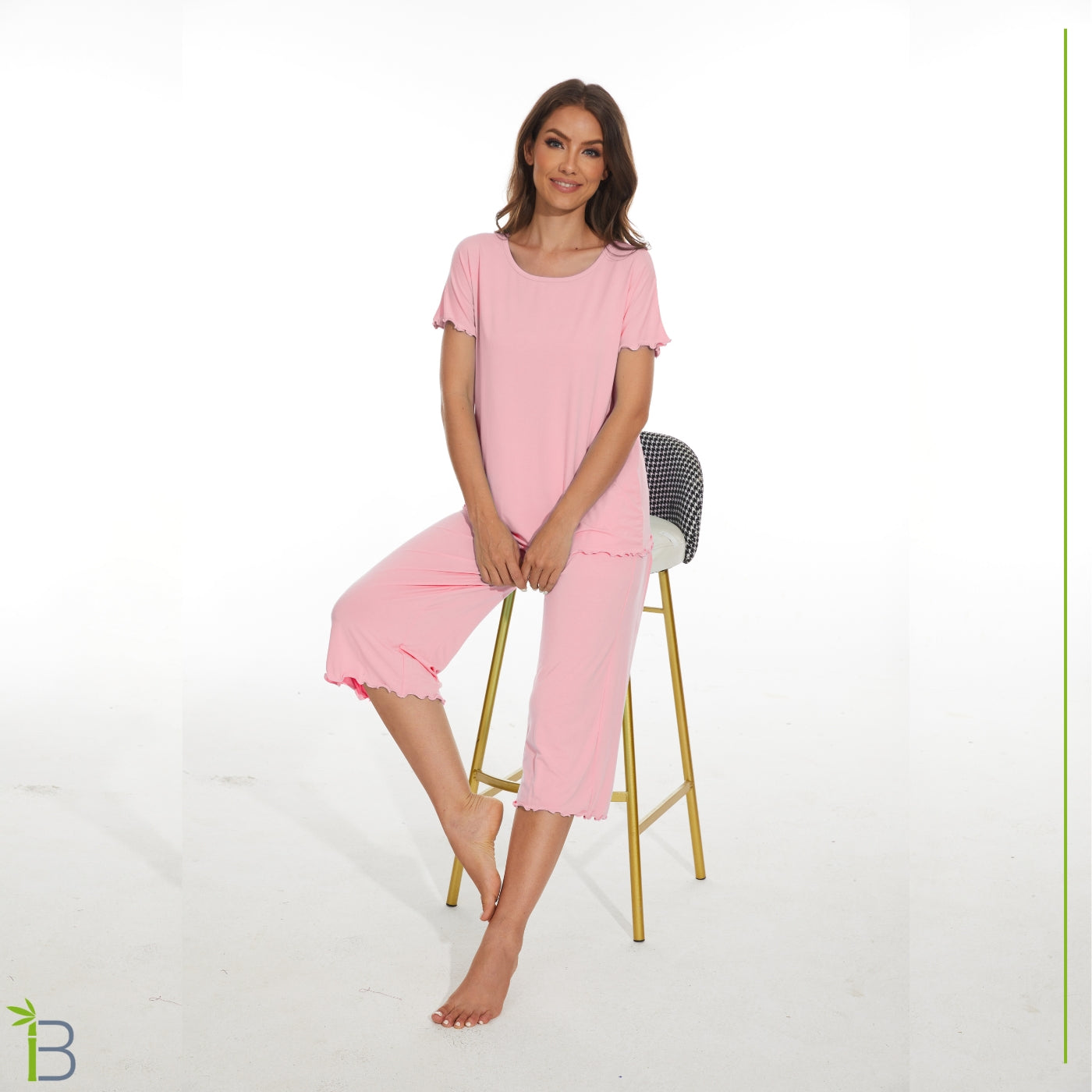 bamboo viscose pajama set, baby pink