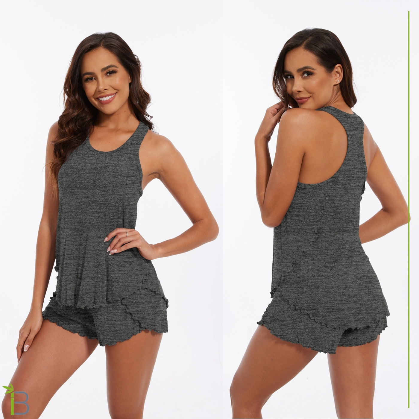 top tank bamboo viscose pajamas, dark heather gray