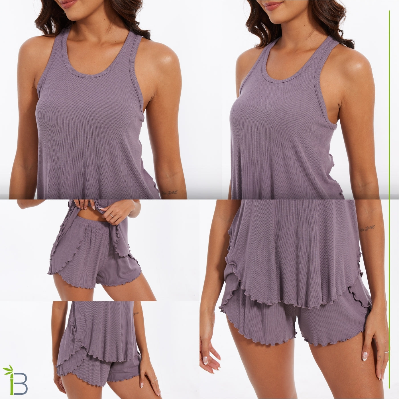 top tank bamboo viscose pajamas, purple gray