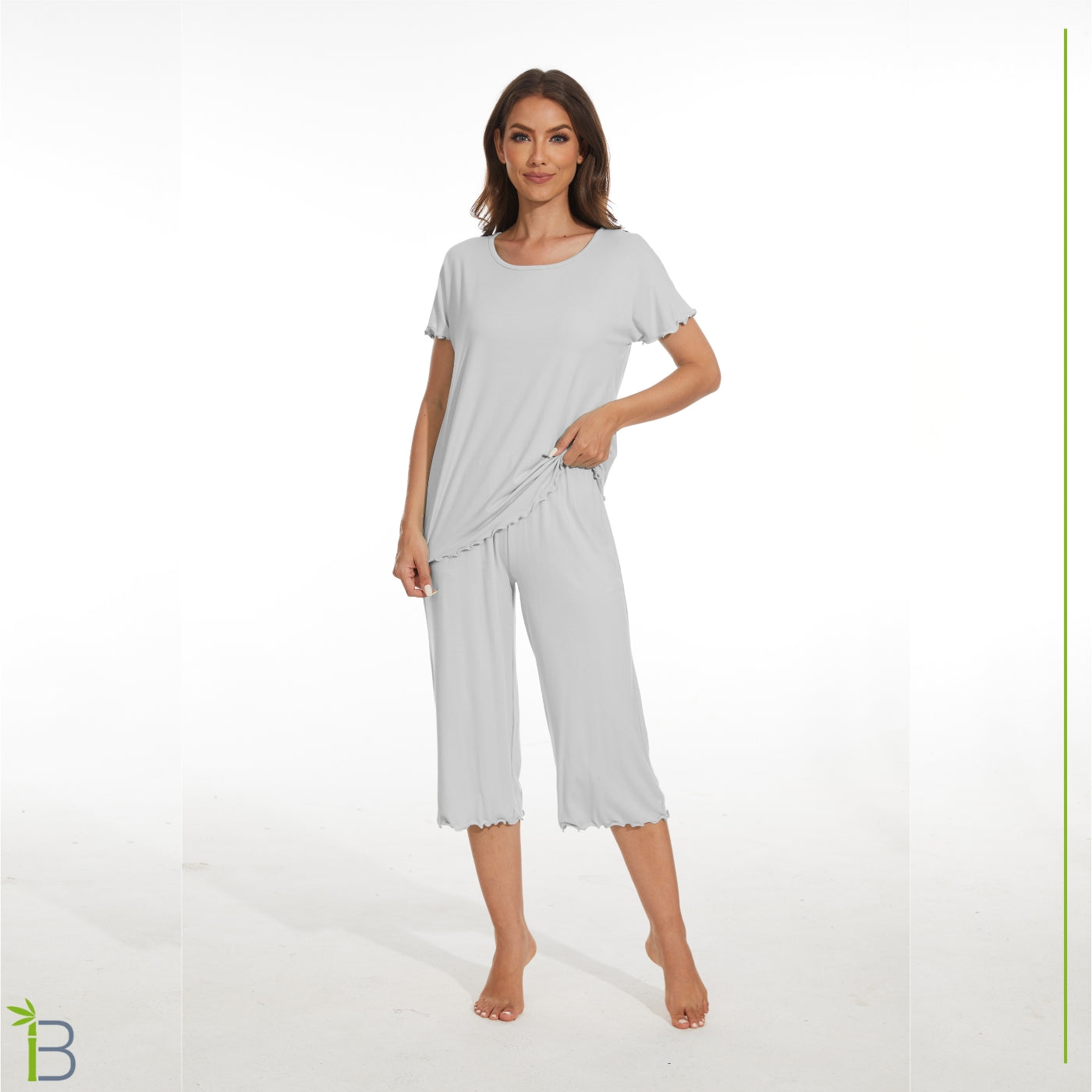 bamboo viscose pajama set, light gray