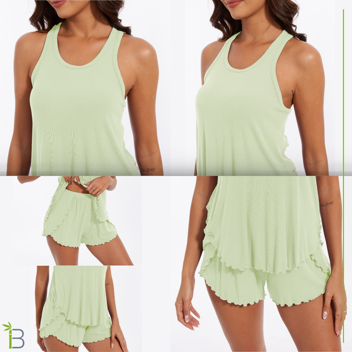 top tank bamboo viscose pajamas, light green
