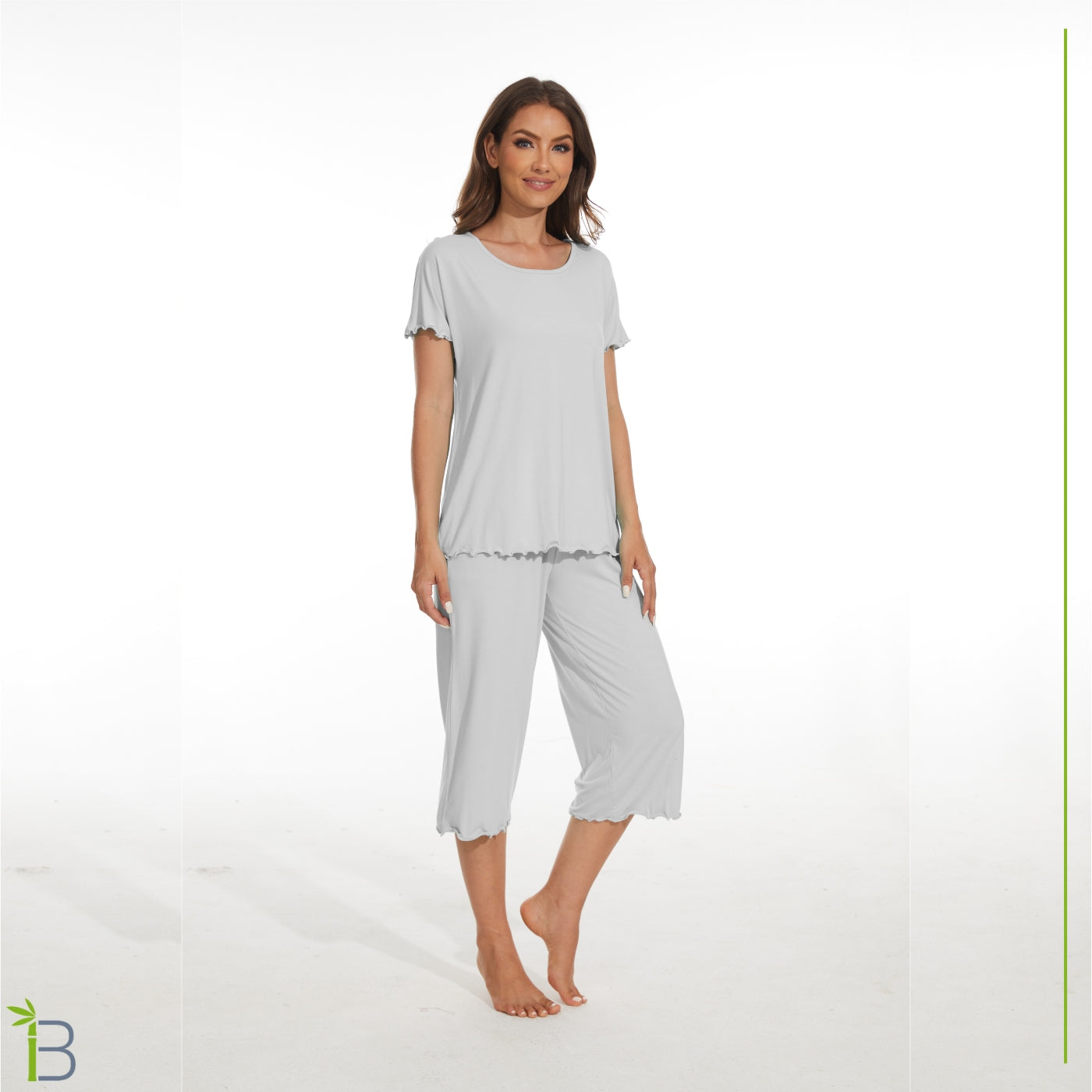 bamboo viscose pajama set, light gray