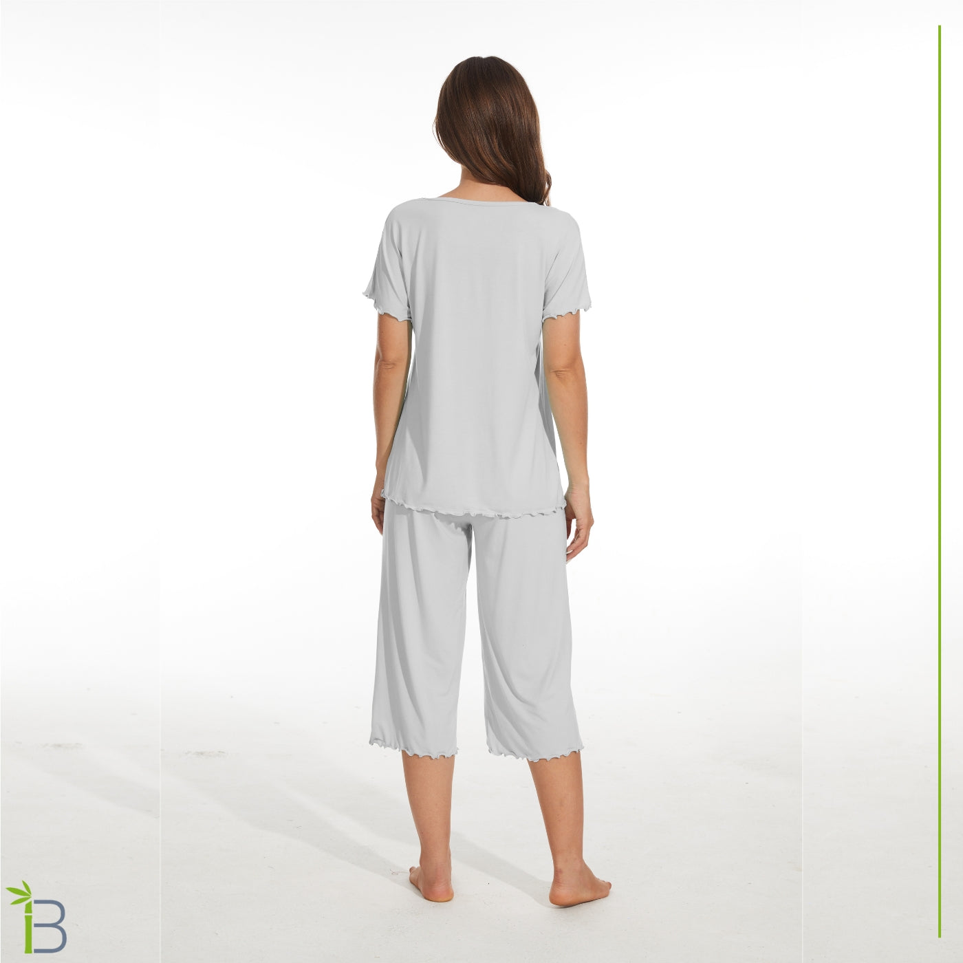 bamboo viscose pajama set, light gray