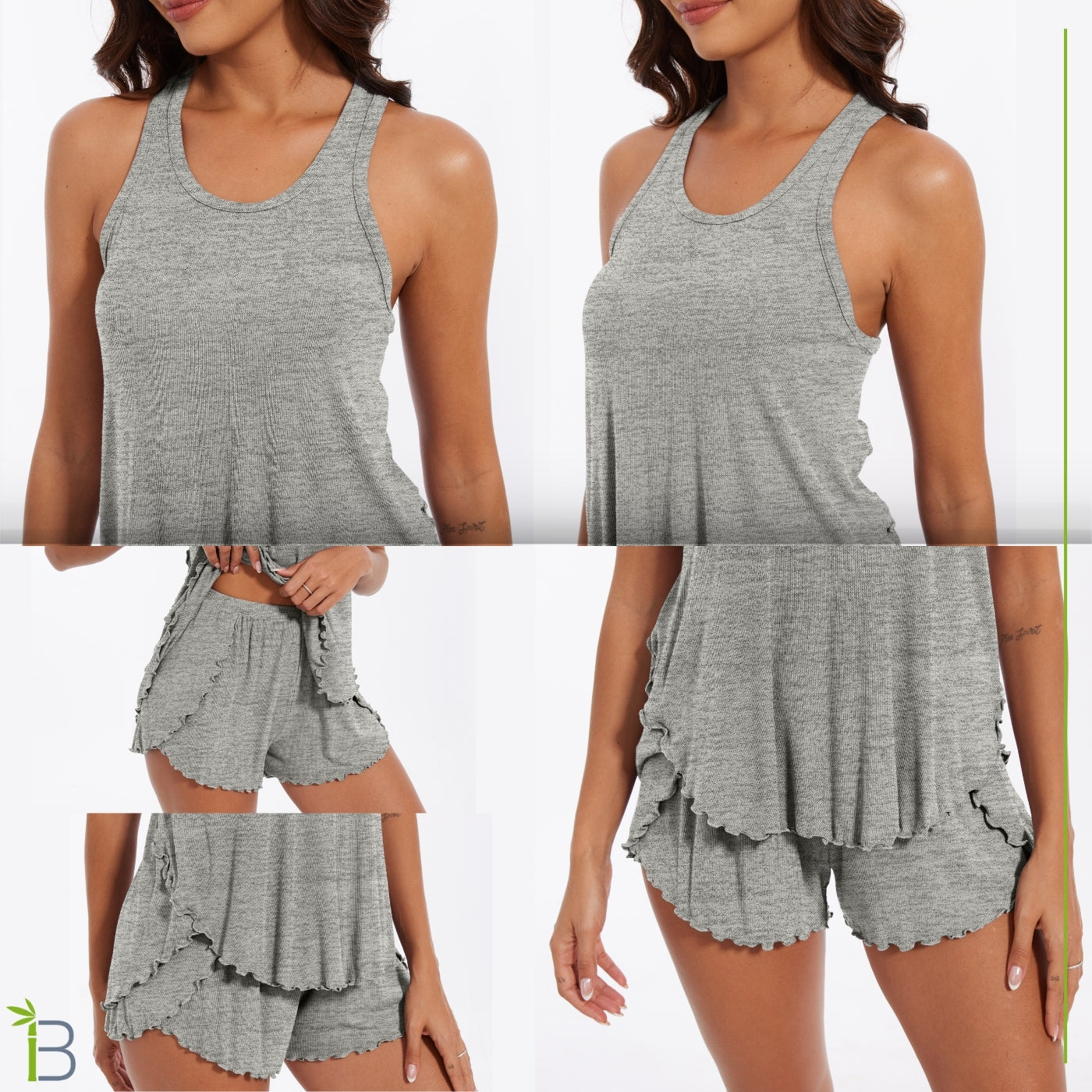 top tank bamboo viscose pajamas, light heather gray