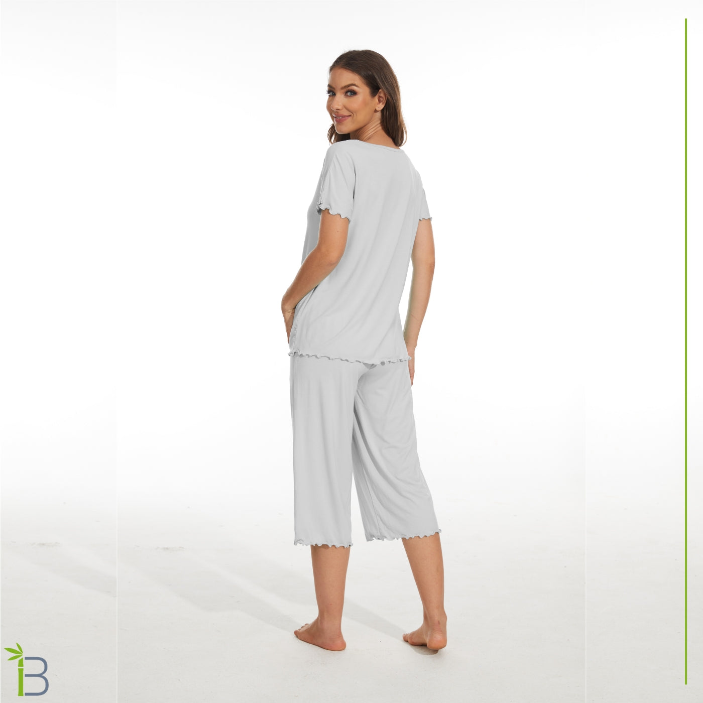 bamboo viscose pajama set, light gray