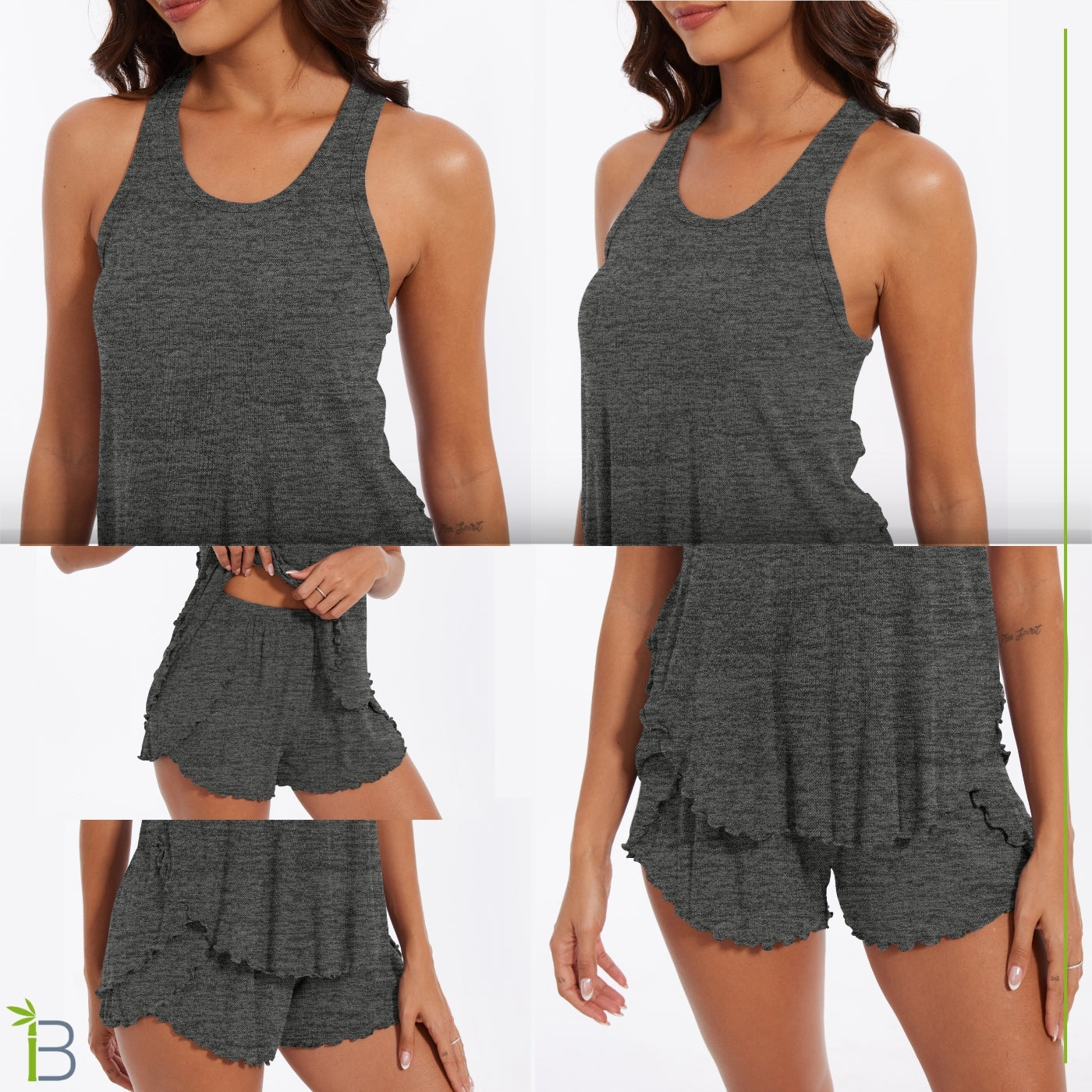top tank bamboo viscose pajamas, dark heather ray