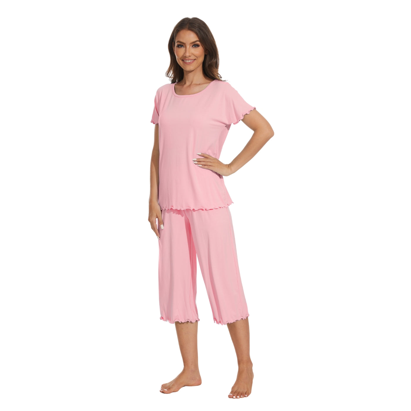 bamboo viscose pajama set, baby pink