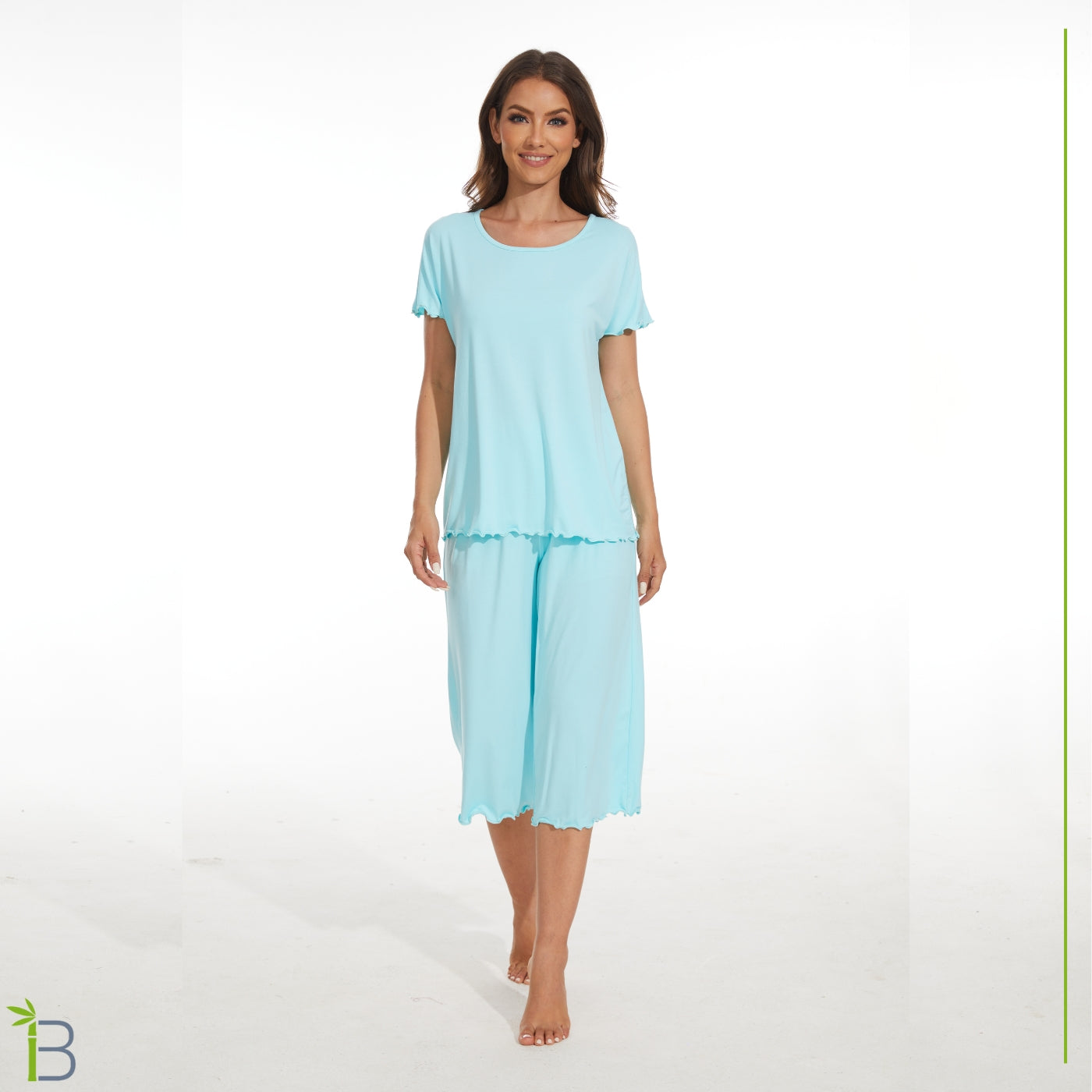 bamboo viscose pajama set, aqua green
