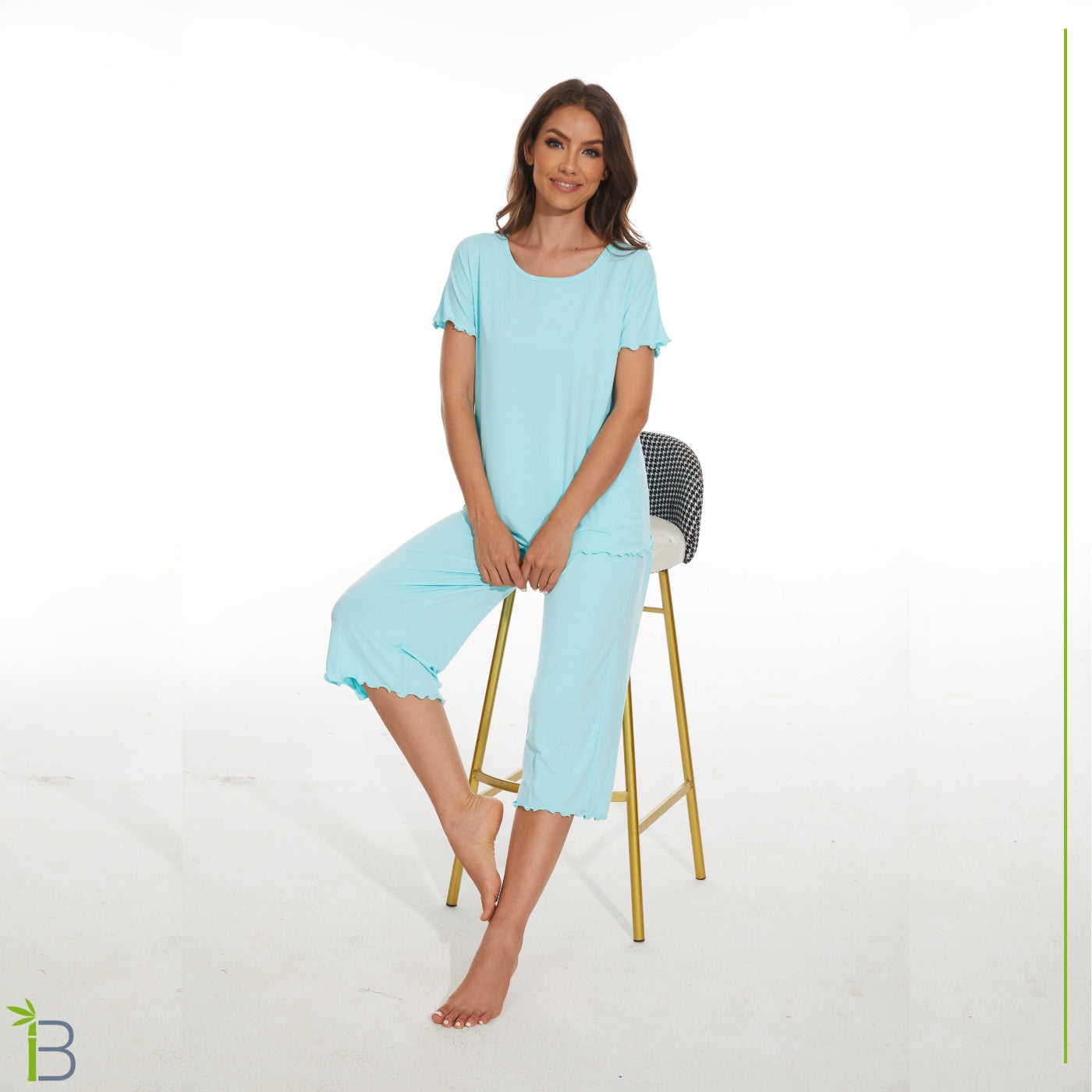 bamboo viscose pajama set, aqua green