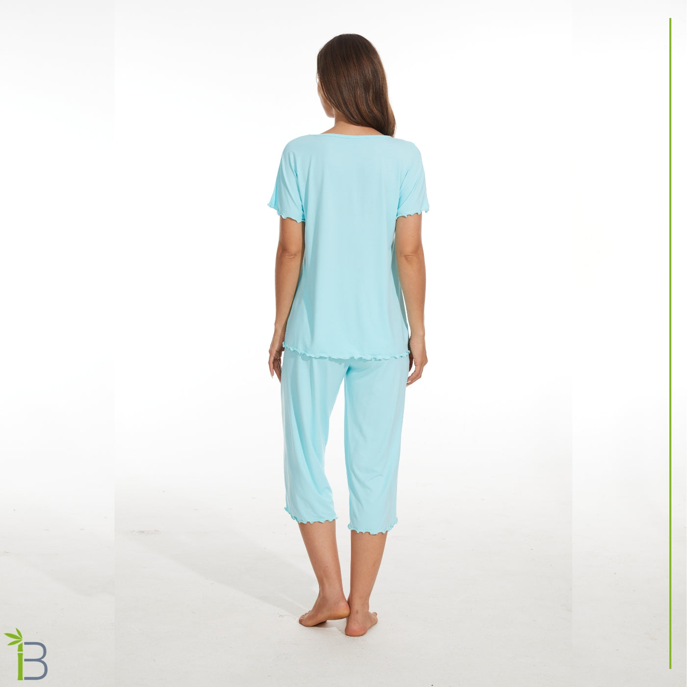 bamboo viscose pajama set, aqua green