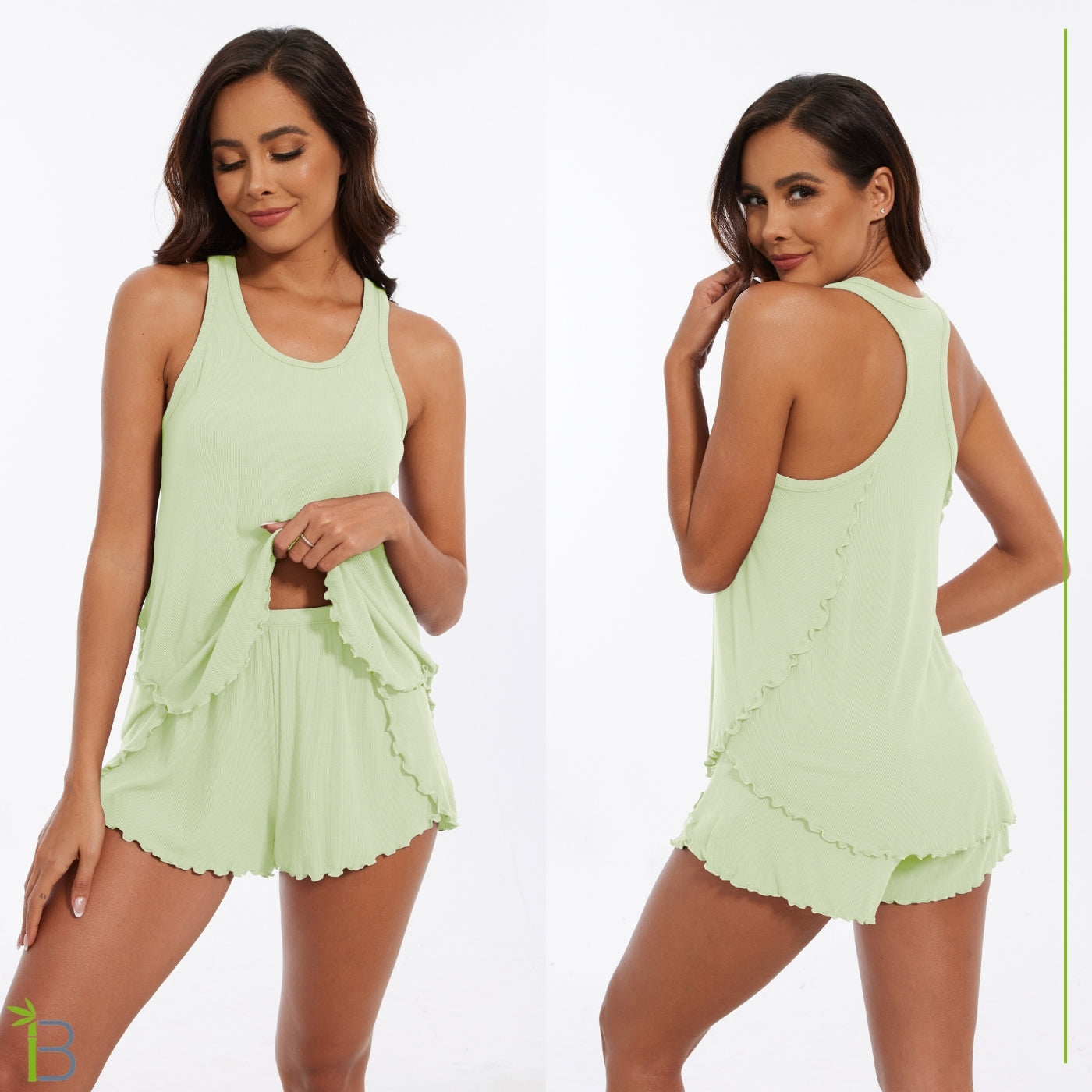 top tank bamboo viscose pajamas, light green