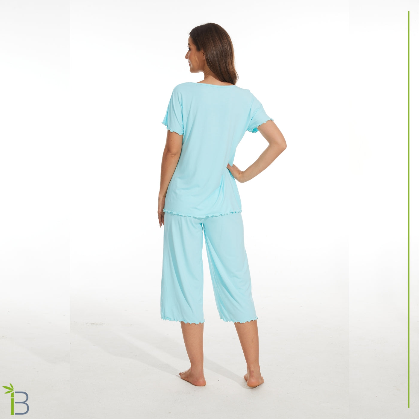 bamboo viscose pajama set, aqua green
